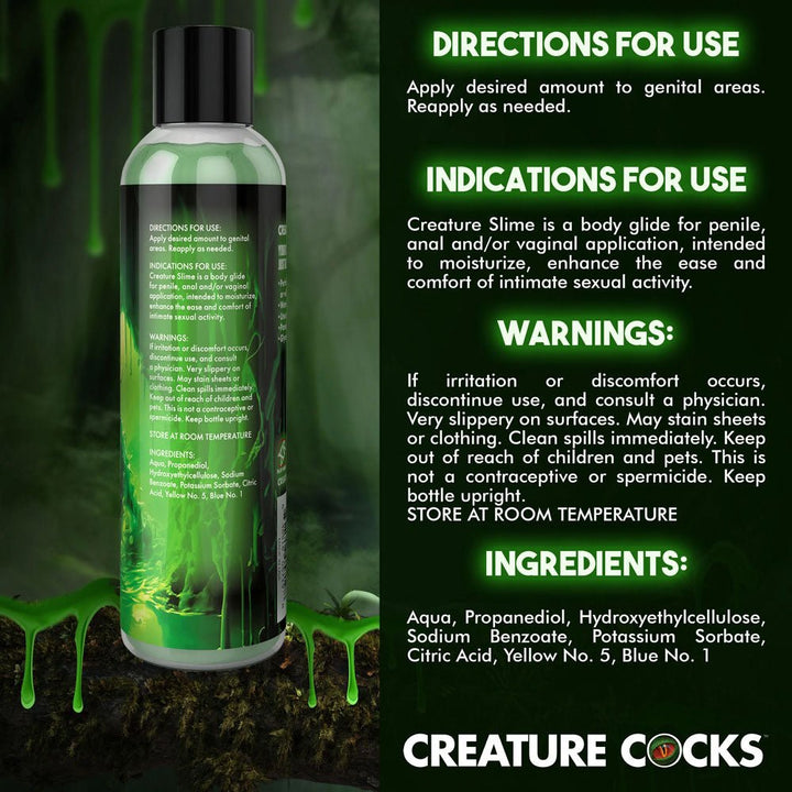 Buy Creature Slime by Creature Cocks - Green Slime - Green Water Based Lubricant - 237 ml Bottle – Naughtyhut NZ sex toys online. Discreet delivery & top brands.
