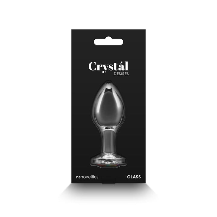 Buy Crystal Desires - Rainbow Gem - Medium - Clear Glass 8.4 cm Butt Plug with Rainbow Gem Base – Naughtyhut NZ sex toys online. Discreet delivery & top brands.