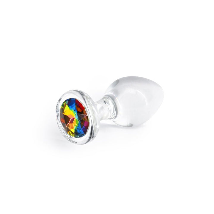 Buy Crystal Desires - Rainbow Gem - Medium - Clear Glass 8.4 cm Butt Plug with Rainbow Gem Base – Naughtyhut NZ sex toys online. Discreet delivery & top brands.