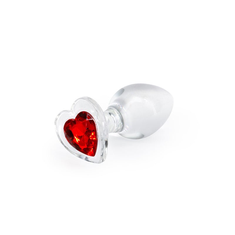 Buy Crystal Desires - Red Heart - Medium - Clear Glass 8.4 cm Butt Plug with Red Heart Gem Base – Naughtyhut NZ sex toys online. Discreet delivery & top brands.