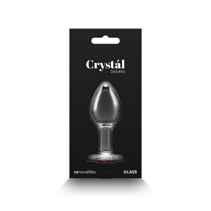 Buy Crystal Desires - Red Heart - Medium - Clear Glass 8.4 cm Butt Plug with Red Heart Gem Base – Naughtyhut NZ sex toys online. Discreet delivery & top brands.
