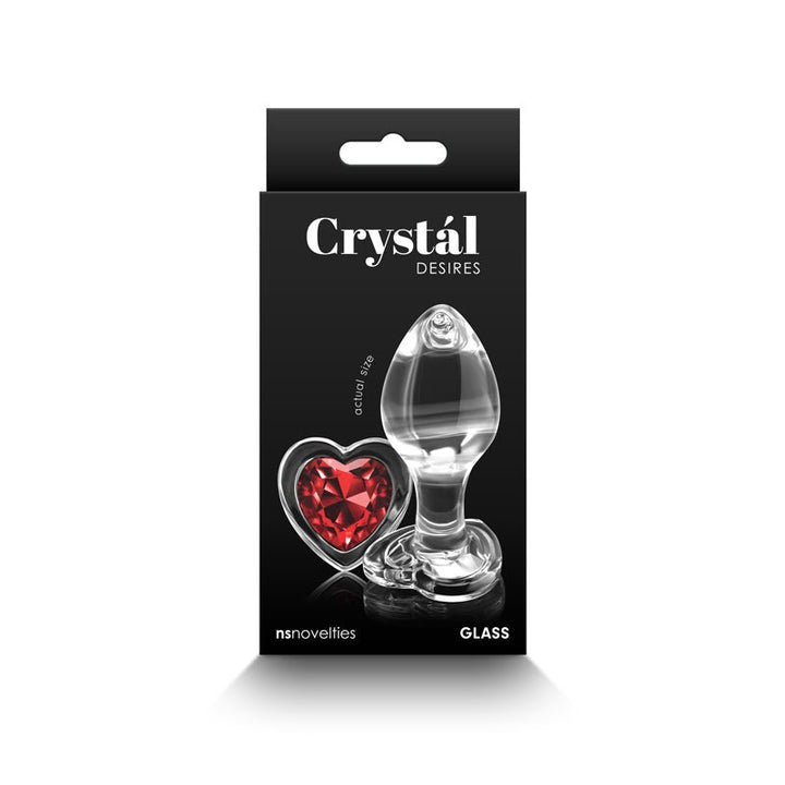 Buy Crystal Desires - Red Heart - Medium - Clear Glass 8.4 cm Butt Plug with Red Heart Gem Base – Naughtyhut NZ sex toys online. Discreet delivery & top brands.