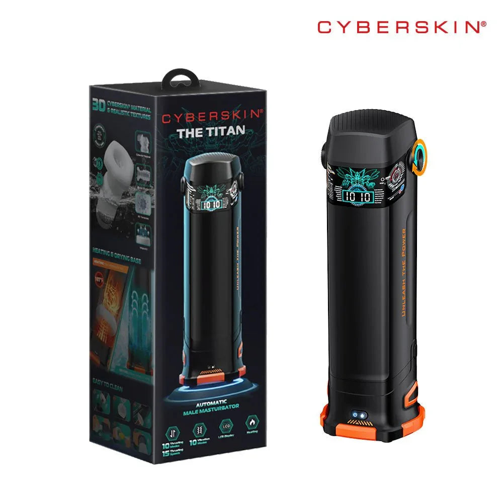 CyberSkin Titan retail box beside the black and orange unit