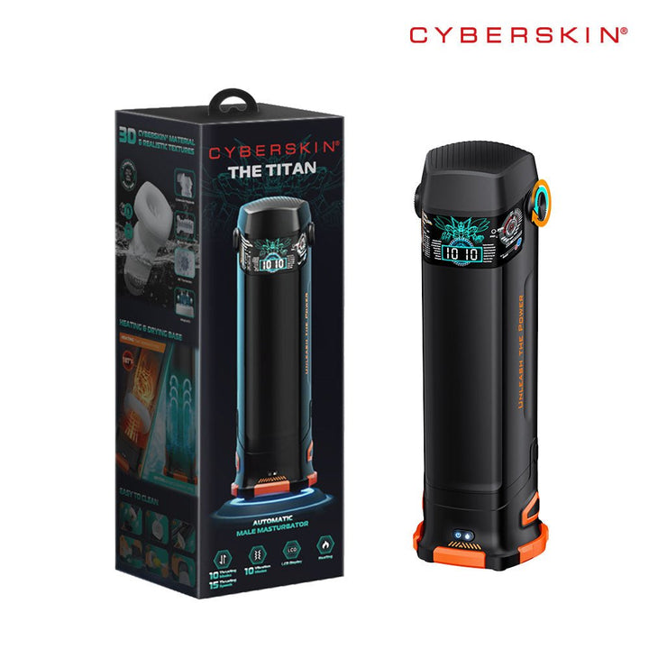 Buy CyberSkin The Titan - Black USB Rechargeable Thrusting & Vibrating Auto Masturbator with Heater – Naughtyhut NZ sex toys online. Discreet delivery & top brands.