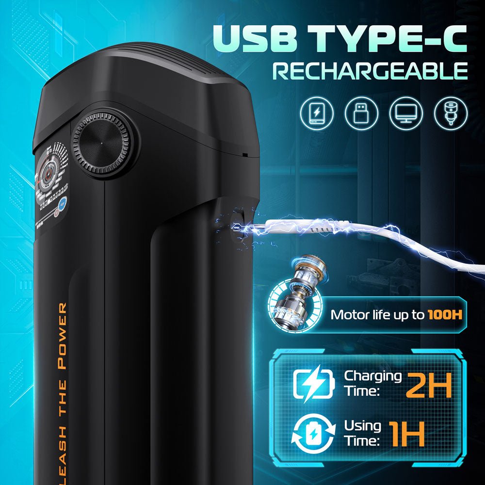 Buy CyberSkin The Titan - Black USB Rechargeable Thrusting & Vibrating Auto Masturbator with Heater – Naughtyhut NZ sex toys online. Discreet delivery & top brands.