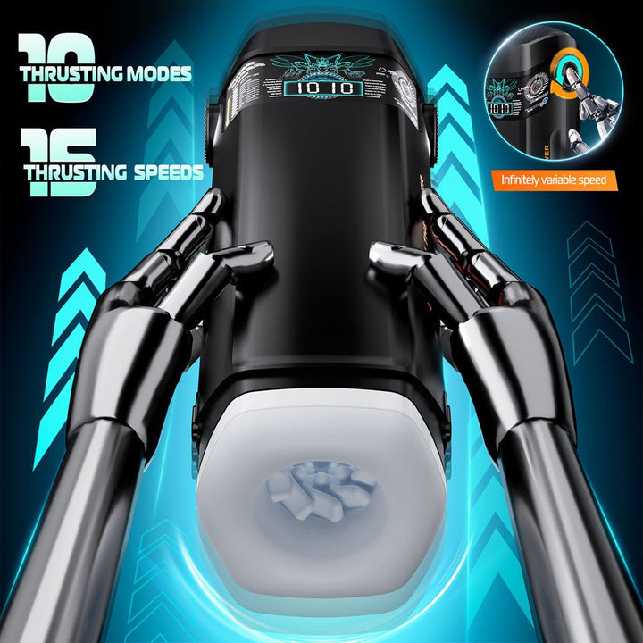 Buy CyberSkin The Titan - Black USB Rechargeable Thrusting & Vibrating Auto Masturbator with Heater – Naughtyhut NZ sex toys online. Discreet delivery & top brands.