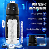 Buy CyberSkin The Warrior - Black USB Rechargeable Sucking & Vibrating Auto Masturbator – Naughtyhut NZ sex toys online. Discreet delivery & top brands.