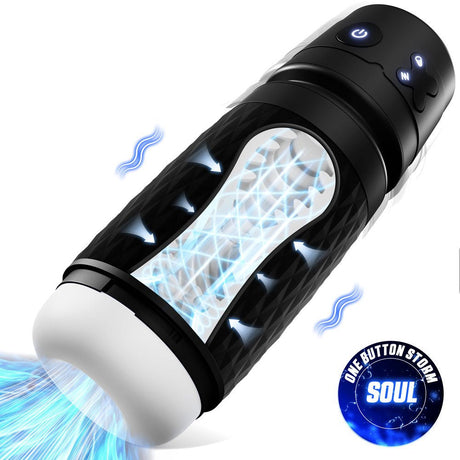 Buy CyberSkin The Warrior - Black USB Rechargeable Sucking & Vibrating Auto Masturbator – Naughtyhut NZ sex toys online. Discreet delivery & top brands.