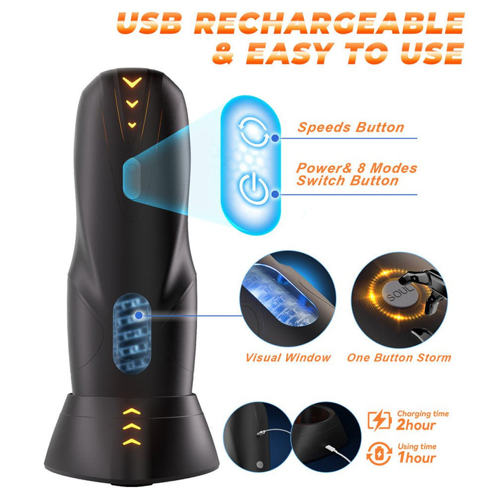 Buy CyberSkin The Galaxy Voy - USB Rechargeable Thrusting & Rotating Auto Masturbator with Heater – Naughtyhut NZ sex toys online. Discreet delivery & top brands.