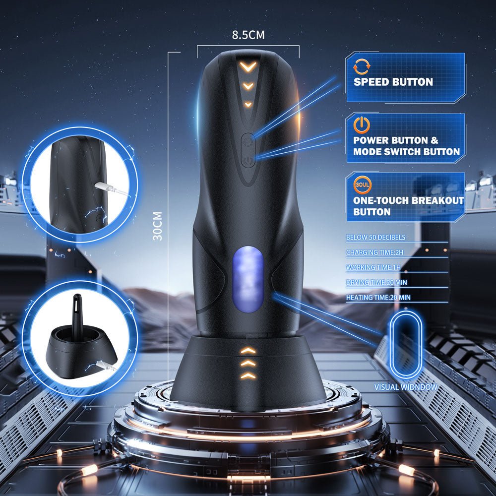 Buy CyberSkin The Galaxy Voy - USB Rechargeable Thrusting & Rotating Auto Masturbator with Heater – Naughtyhut NZ sex toys online. Discreet delivery & top brands.