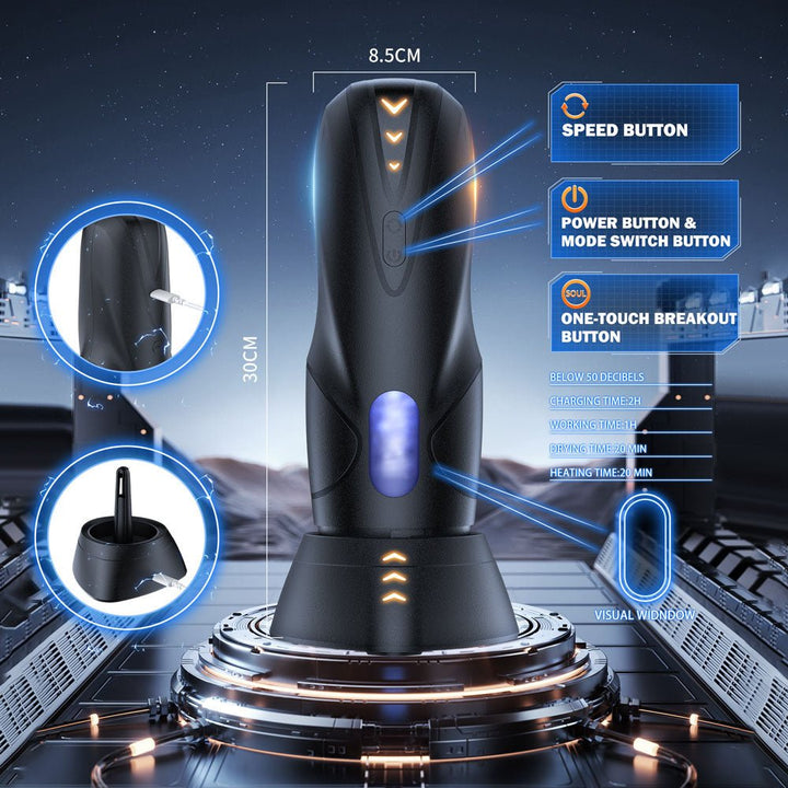 Buy CyberSkin The Galaxy Voy - USB Rechargeable Thrusting & Rotating Auto Masturbator with Heater – Naughtyhut NZ sex toys online. Discreet delivery & top brands.