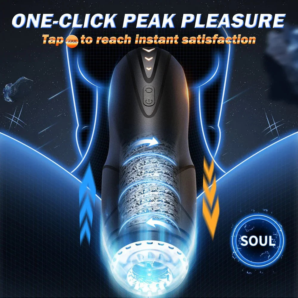 Galaxy Voy one-click peak pleasure graphic with glowing clear canal
