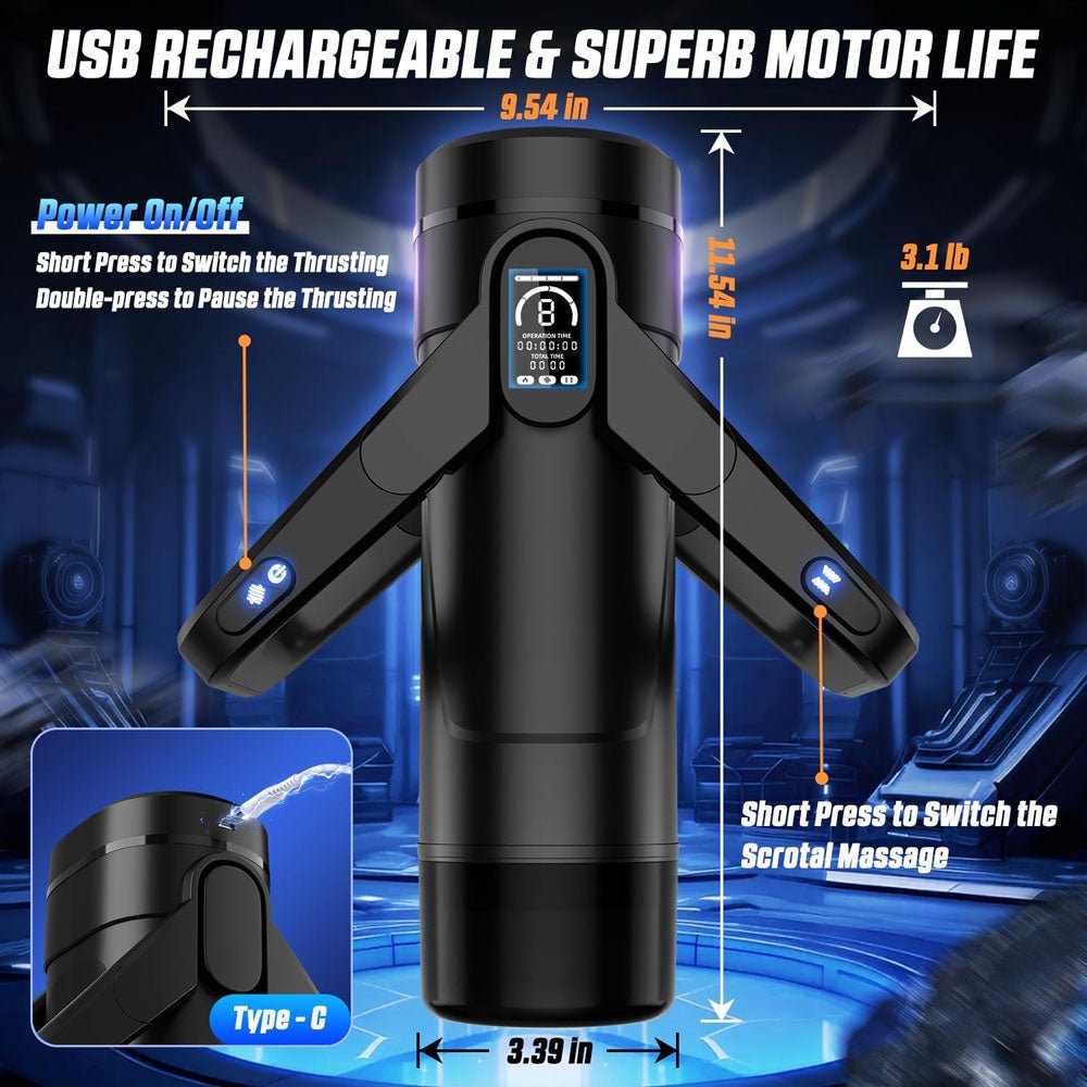 Buy CyberSkin The Wing - Black USB Rechargeable Thrusting & Massaging Auto Masturbator with Heater – Naughtyhut NZ sex toys online. Discreet delivery & top brands.