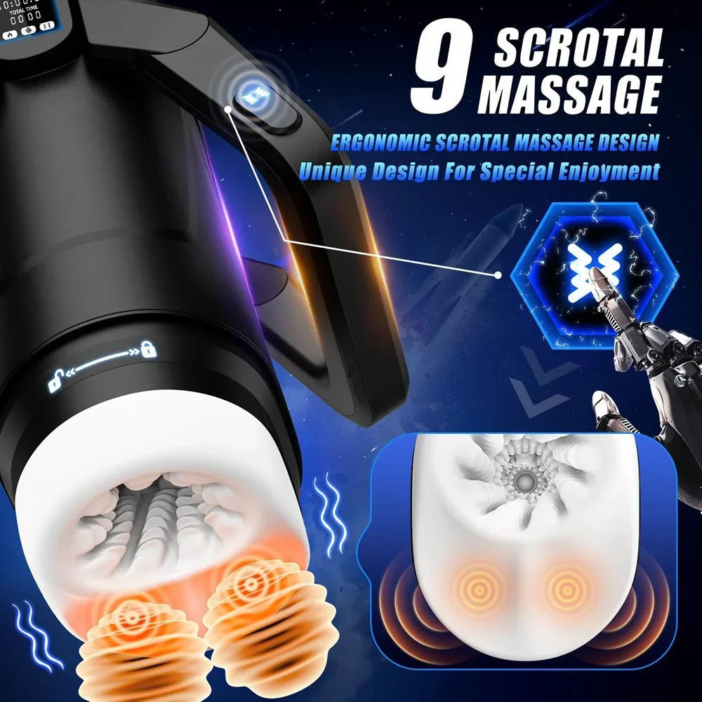 Wing scrotal massage graphic, close-up of the sleeve opening and massage pads