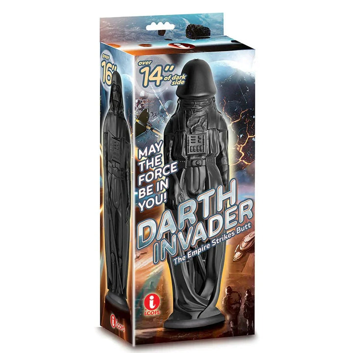 Darth Invader retail box front, marked over 14 inches of dark side