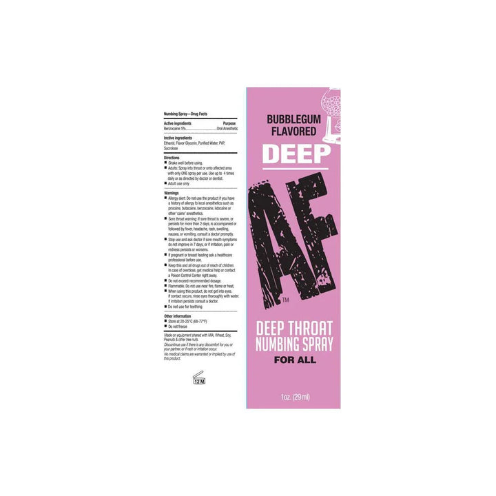 Deep AF - Bubblegum - Bubblegum Flavoured Deep Throat Spray - 29 ml – Sex toys NZ by Naughtyhut. Discreet delivery nationwide.