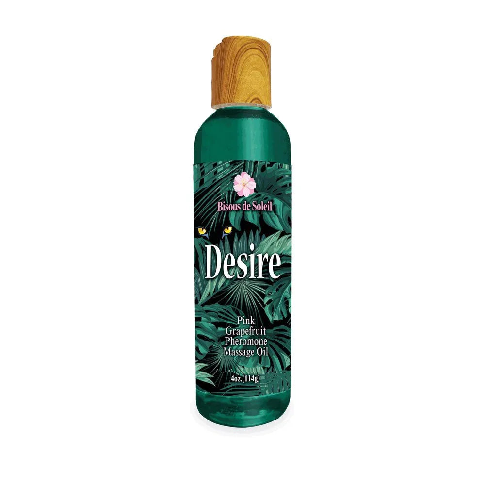 Desire Pheromone Massage Oil in Pink Grapefruit, green 118 ml bottle