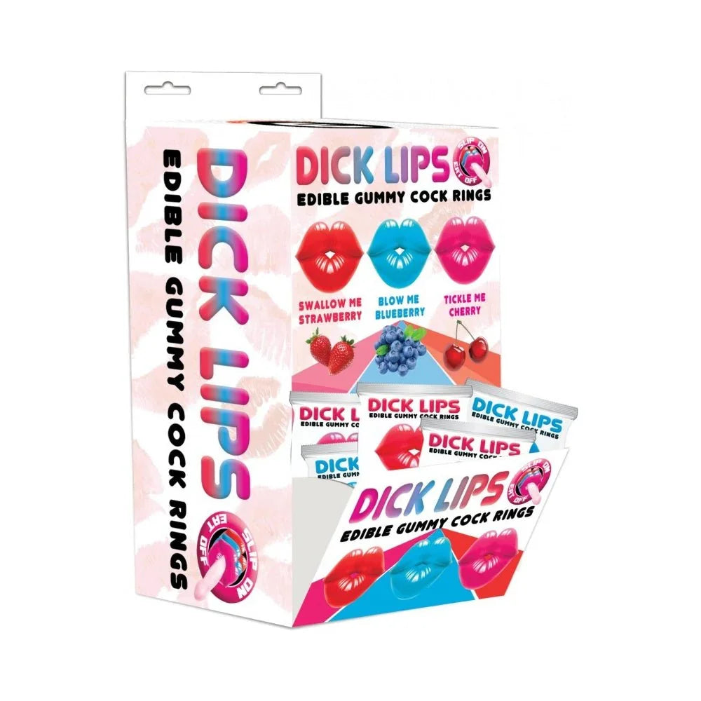 Hott Products Dicklips Gummy Cock Rings (Singles) 3 Assorted Flavors 21 Pc/Display
