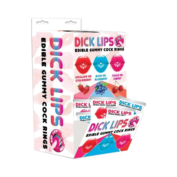 Hott Products Dicklips Gummy Cock Rings (Singles) 3 Assorted Flavors 21 Pc/Display