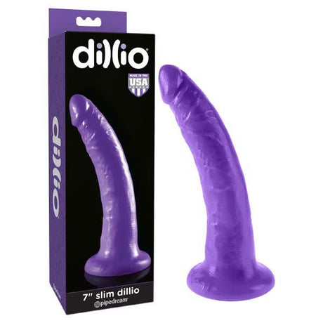 Buy Dillio 7'' Slim - Purple 17.8 cm Dong – Naughtyhut NZ sex toys online. Discreet delivery & top brands.