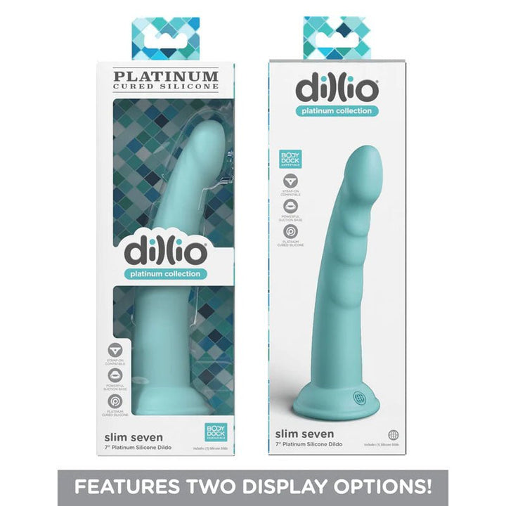 Dillio Platinum Slim Seven - Teal - Teal 17.8 cm (7'') Dong – Sex toys NZ by Naughtyhut. Discreet delivery nationwide.