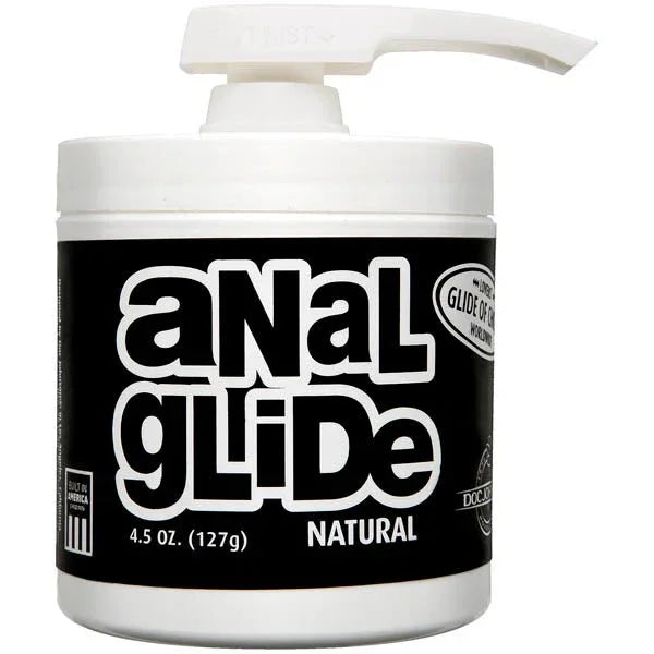 Doc Johnson Anal Glide Natural, 127 g white pump tub with black label