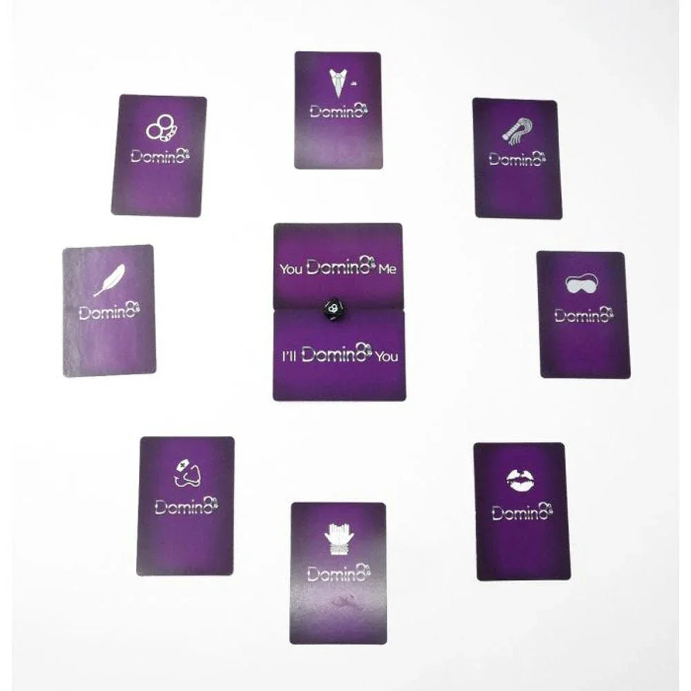 Domin8 Quickie cards laid out around the You Domin8 Me mat and die