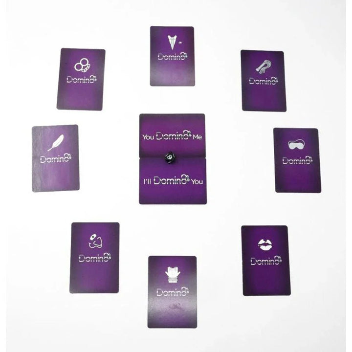 Domin8 Quickie cards laid out around the You Domin8 Me mat and die
