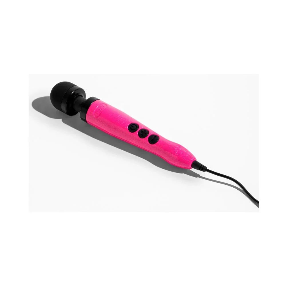 Doxy Number 3 in Hot Pink, corded mini wand on grey backdrop