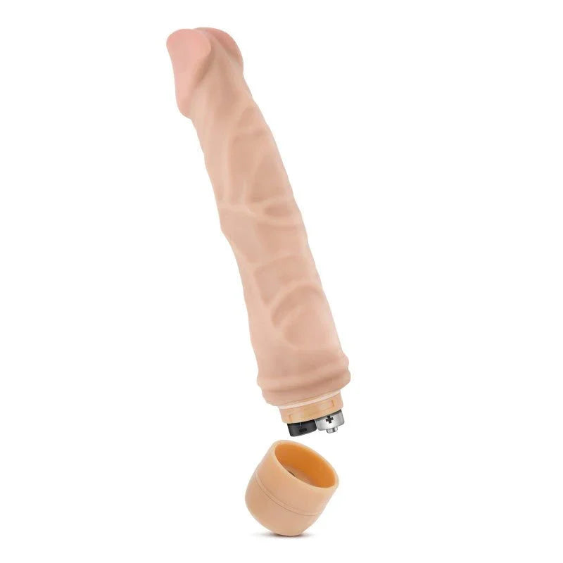 Dr. Skin Cock Vibe 6 upright with its battery cap removed, showing the compartment
