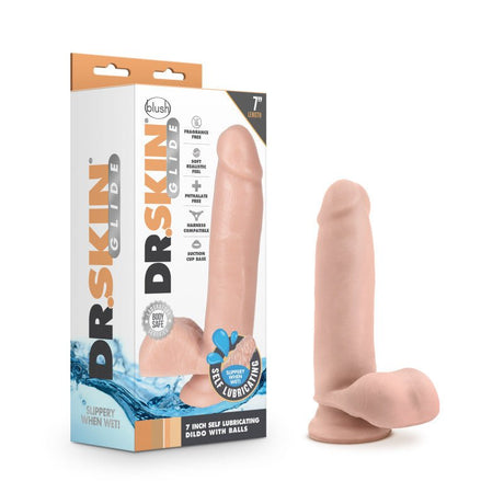 Buy Dr. Skin Glide 7 Inch Self Lubricating Dildo - Flesh 17.8 cm Dong – Naughtyhut NZ sex toys online. Discreet delivery & top brands.