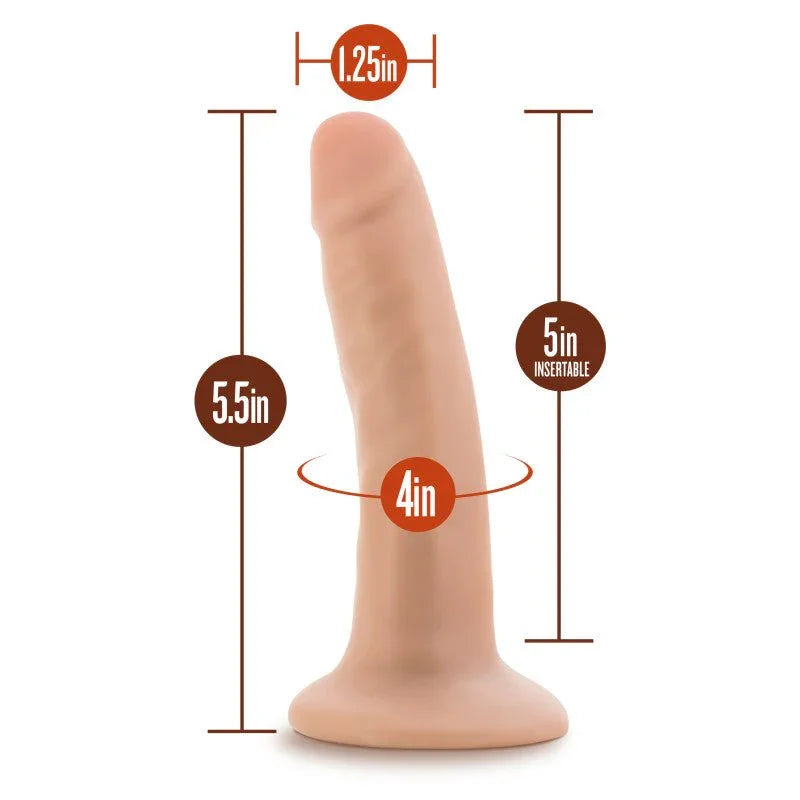 Dr. Lucas dimensions: 5.5in long, 5in insertable, 1.25in wide, 4in girth