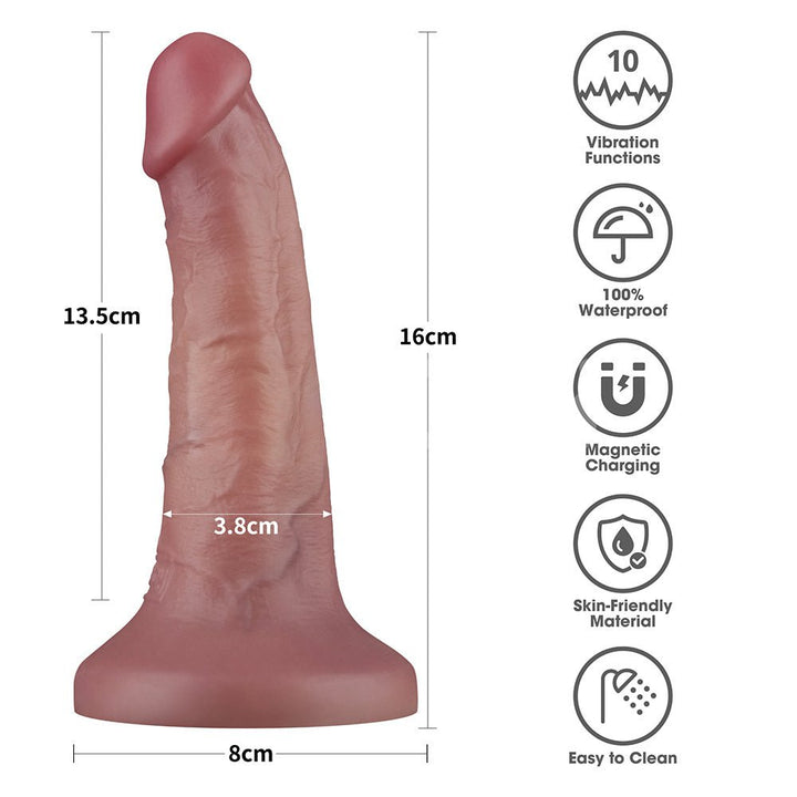 Dual Density Power Cock - 6 Inch Flesh - Flesh 16 cm USB Rechargeable Vibrating Dong – Sex toys NZ by Naughtyhut. Discreet delivery nationwide.