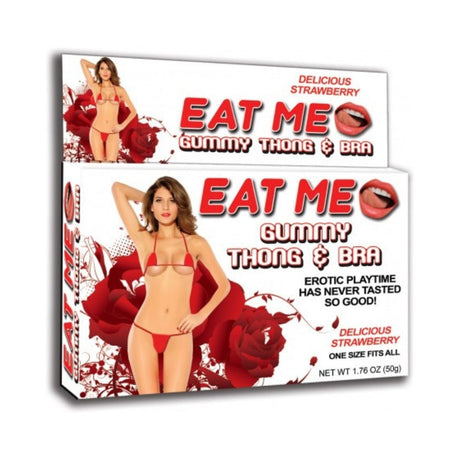 Buy Eat Me - Gummy Thong & Bra - Strawberry – Naughtyhut NZ sex toys online. Discreet delivery & top brands.