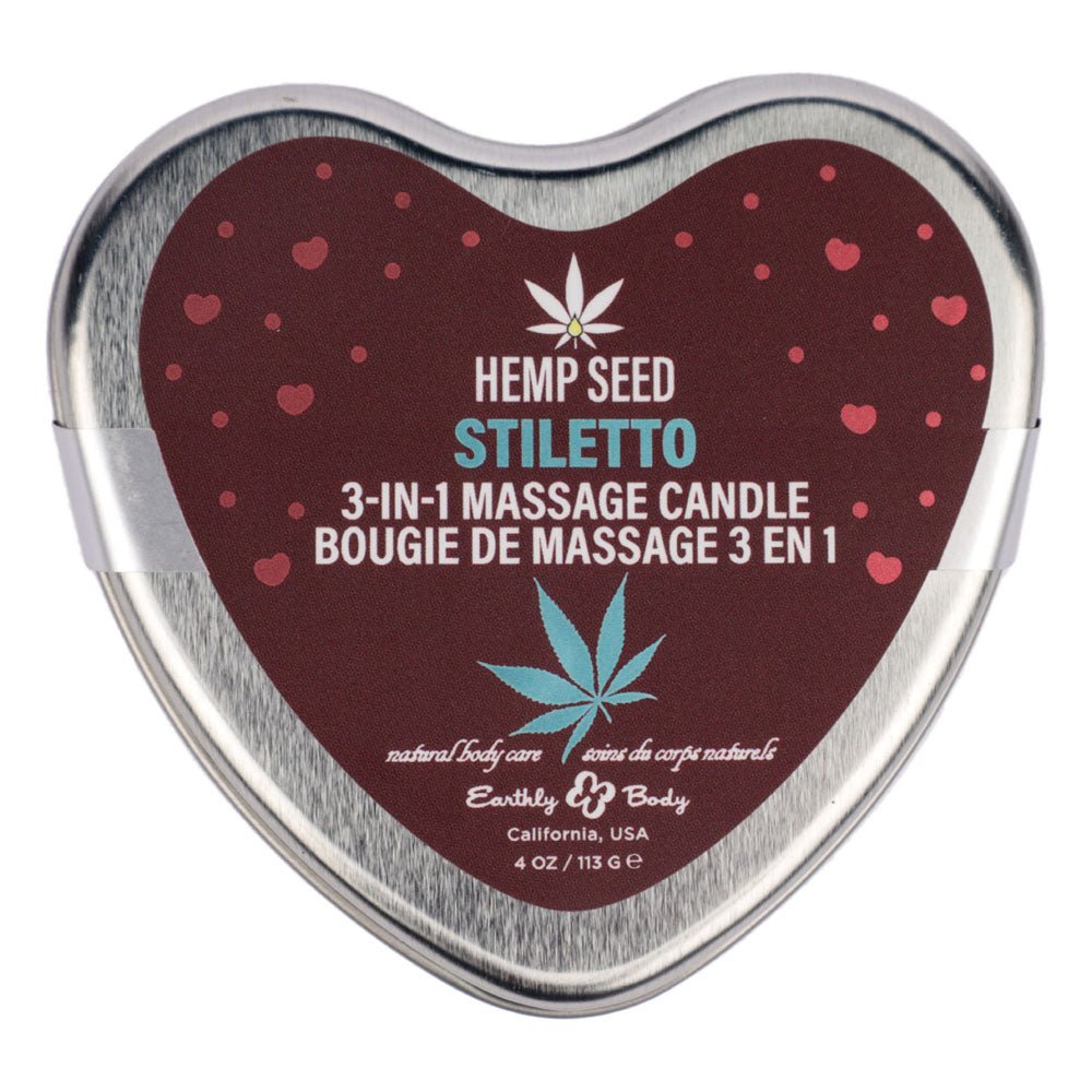 Buy EB Hemp Seed 3 in 1 Massage Heart Candle - Stiletto - Stiletto (Flowering Sage, Wildflower Honey, Creamy Sandalwood) - 113 g – Naughtyhut NZ sex toys online. Discreet delivery & top brands.