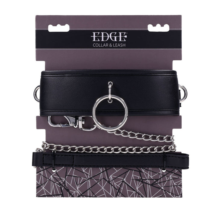 EDGE Collar & Leash - Black Neck Restraint with Heavy Duty Metal Leash – Sex toys NZ by Naughtyhut. Discreet delivery nationwide.
