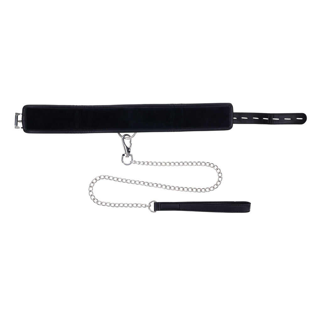 Buy EDGE Collar & Leash - Black Neck Restraint with Heavy Duty Metal Leash – Naughtyhut NZ sex toys online. Discreet delivery & top brands.