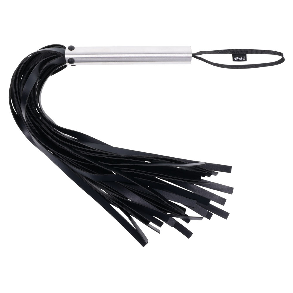 Buy EDGE Flogger - Black Flogger Whip with Metal Handle – Naughtyhut NZ sex toys online. Discreet delivery & top brands.