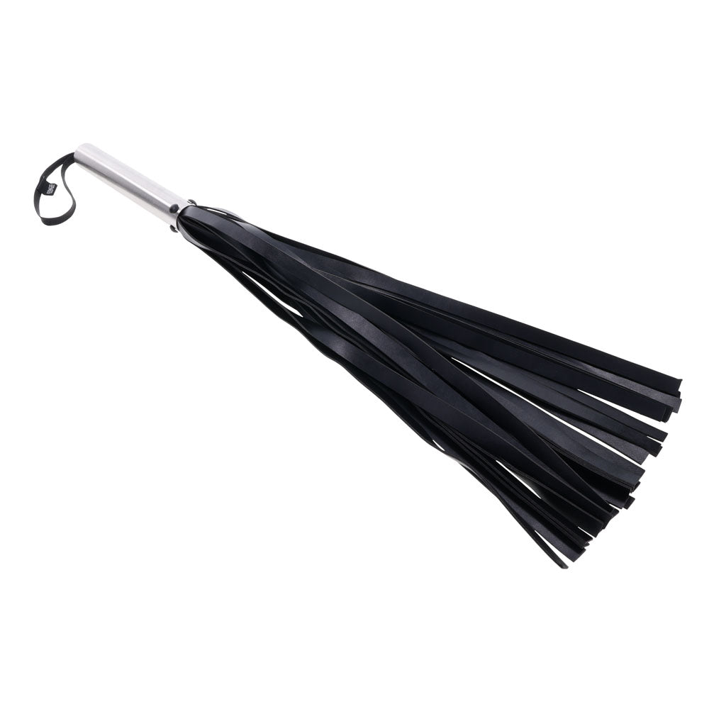 Buy EDGE Flogger - Black Flogger Whip with Metal Handle – Naughtyhut NZ sex toys online. Discreet delivery & top brands.