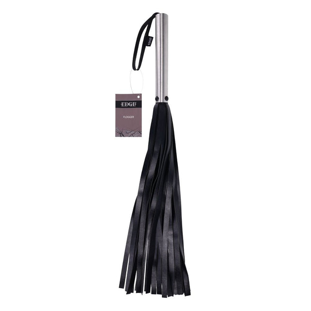Buy EDGE Flogger - Black Flogger Whip with Metal Handle – Naughtyhut NZ sex toys online. Discreet delivery & top brands.