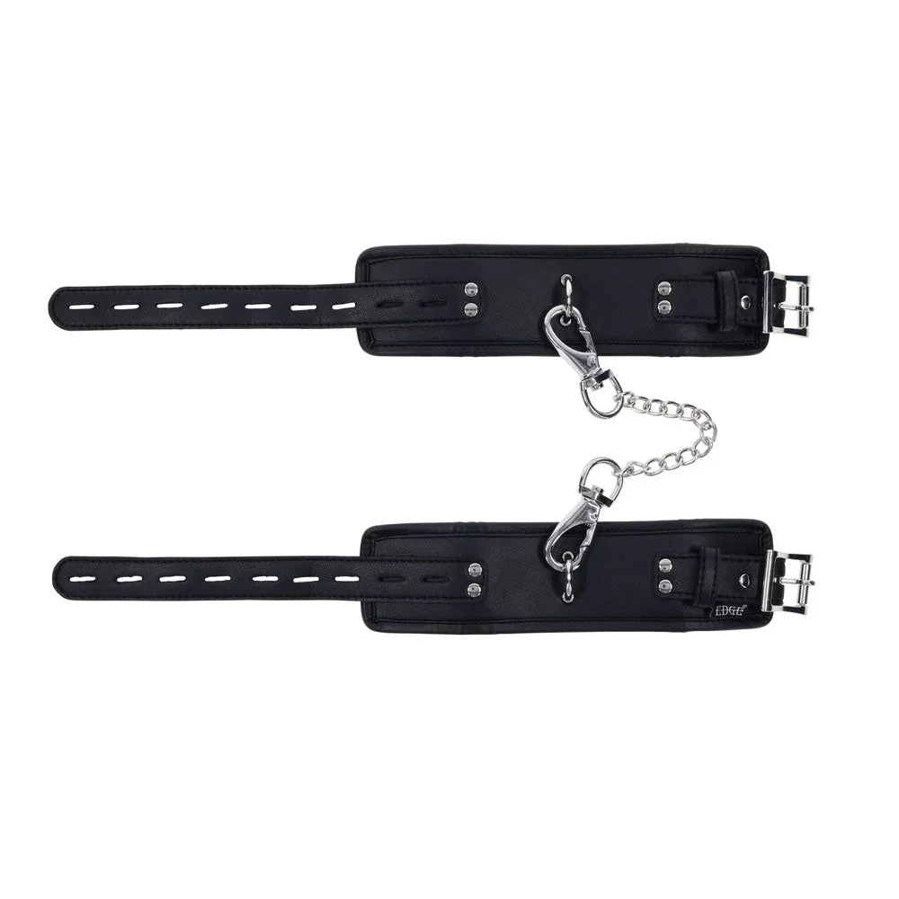 EDGE handcuffs stacked flat, adjustable straps and short connecting chain