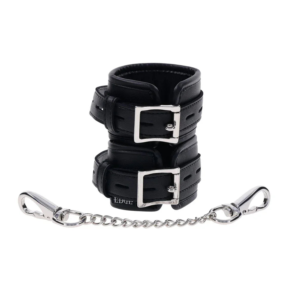 EDGE handcuffs stacked showing the roller buckles and swivel clips
