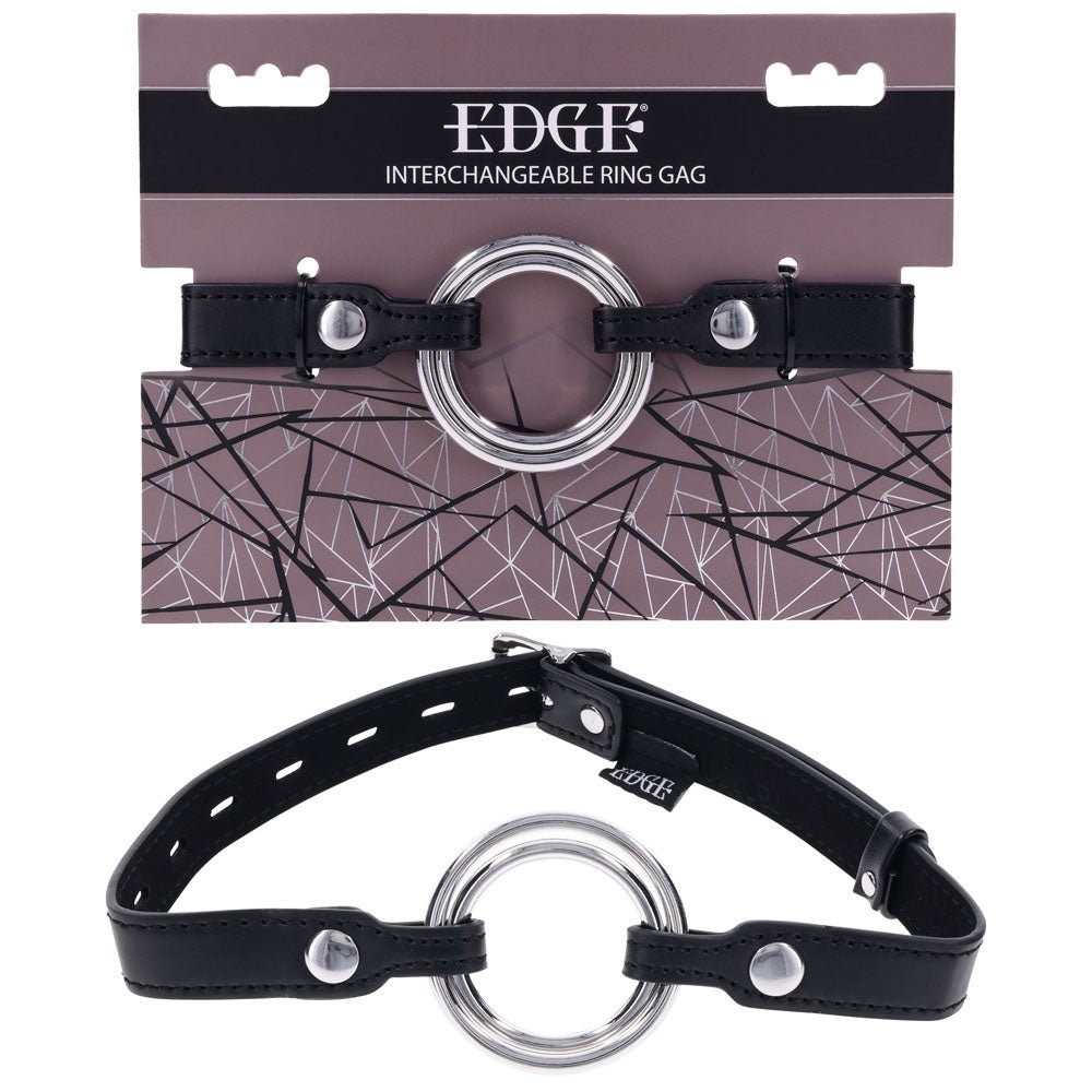 Buy EDGE Interchangeable Ring Gag - Black Mouth Gag Restraint with 2 Interchangeable Pieces – Naughtyhut NZ sex toys online. Discreet delivery & top brands.