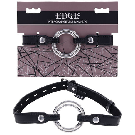Buy EDGE Interchangeable Ring Gag - Black Mouth Gag Restraint with 2 Interchangeable Pieces – Naughtyhut NZ sex toys online. Discreet delivery & top brands.