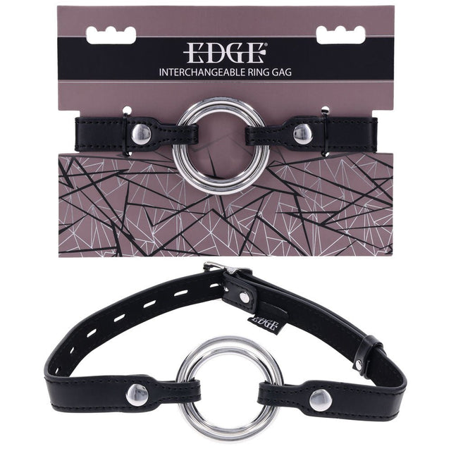 Buy EDGE Interchangeable Ring Gag - Black Mouth Gag Restraint with 2 Interchangeable Pieces – Naughtyhut NZ sex toys online. Discreet delivery & top brands.
