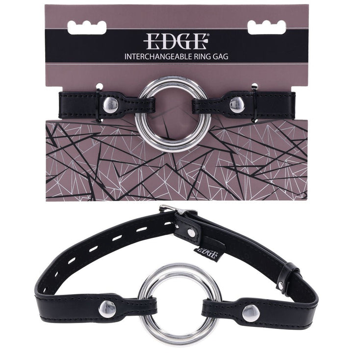 EDGE Interchangeable Ring Gag - Black Mouth Gag Restraint with 2 Interchangeable Pieces – Sex toys NZ by Naughtyhut. Discreet delivery nationwide.