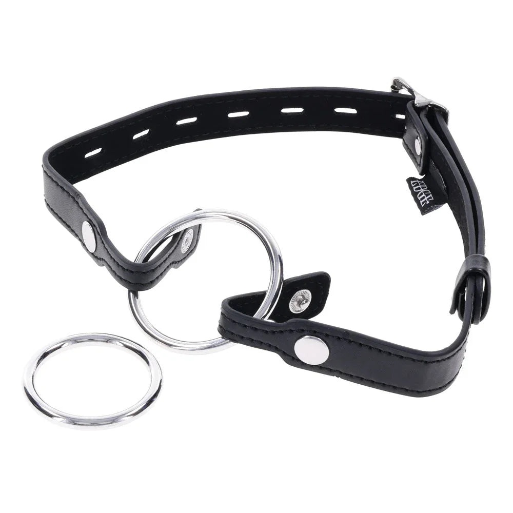 EDGE ring gag with both interchangeable rings, the spare ring loose beside it