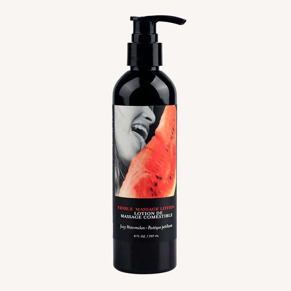 Earthly Body Edible Massage Lotion 237 ml pump bottle, Juicy Watermelon label