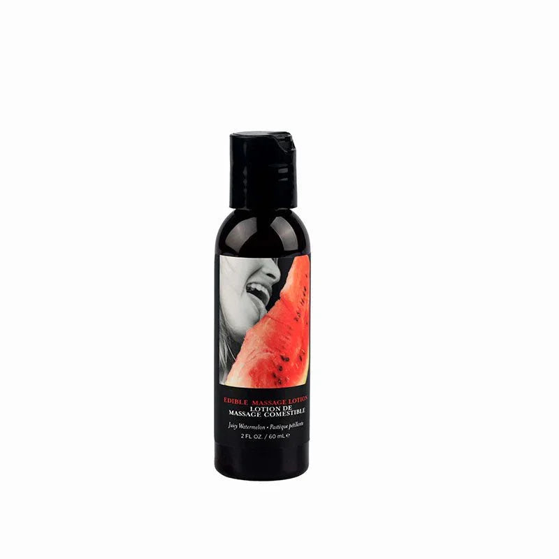 Earthly Body Edible Massage Lotion 60 ml bottle, Juicy Watermelon label