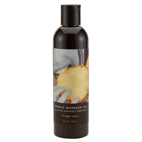 Earthly Body Edible Massage Oil 237 ml, Pineapple label with pineapple wedge art